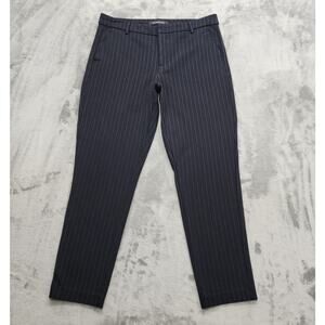 Liverpool Pants Womens 12/31 Blue White Striped Ponte Knit Skinny Super Stretch